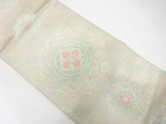 JAPANESE KIMONO / ANTIQUE FUKURO OBI / SILK / WOVEN FLOWER CREST